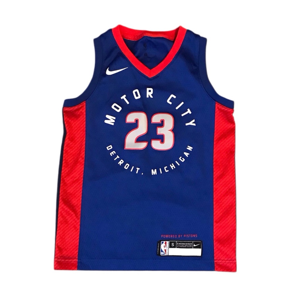 Nike Kids Detroit Pistons Blue and Red Jersey, Size S